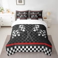 thumbnail image 2 of Manfei Racing Flag 7-Piece Twin Bedding Sets,Speed Sport Bedding Comforter Set,White Black Plaid Sheet Sets For Boys Teens,Super Cozy Room Decor, 2 of 8