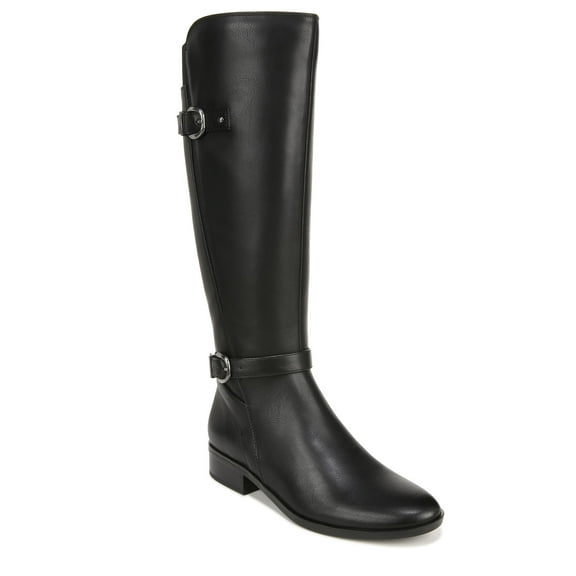 Naturalizer Womens Sahara Buckle Detail Tall Riding Boots, Black Smooth, 5.5
