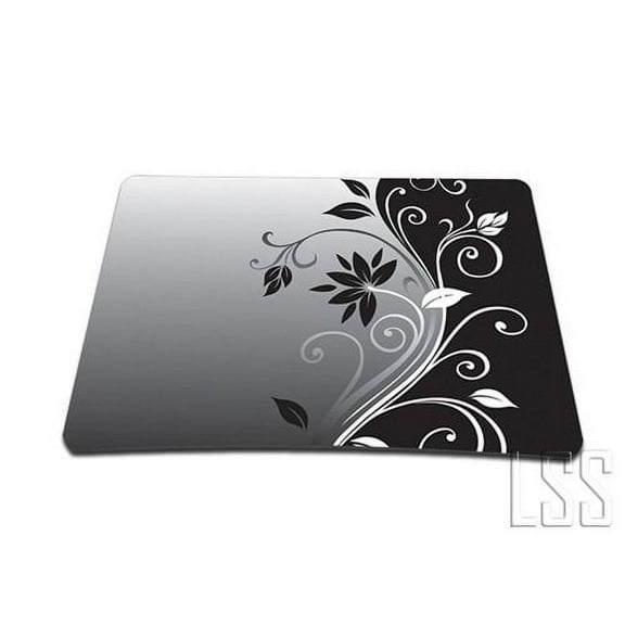 Grey Black Swirl Floral Colored 1 X Standard 7 x 9 Rectangle Non - Slip Rubber Mouse Pad