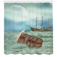 thumbnail image 3 of Ambesonne Antique Shower Curtain, Old Trunk Ocean Waves, 69"Wx75"L, Mint Green Pale Caramel, 3 of 3