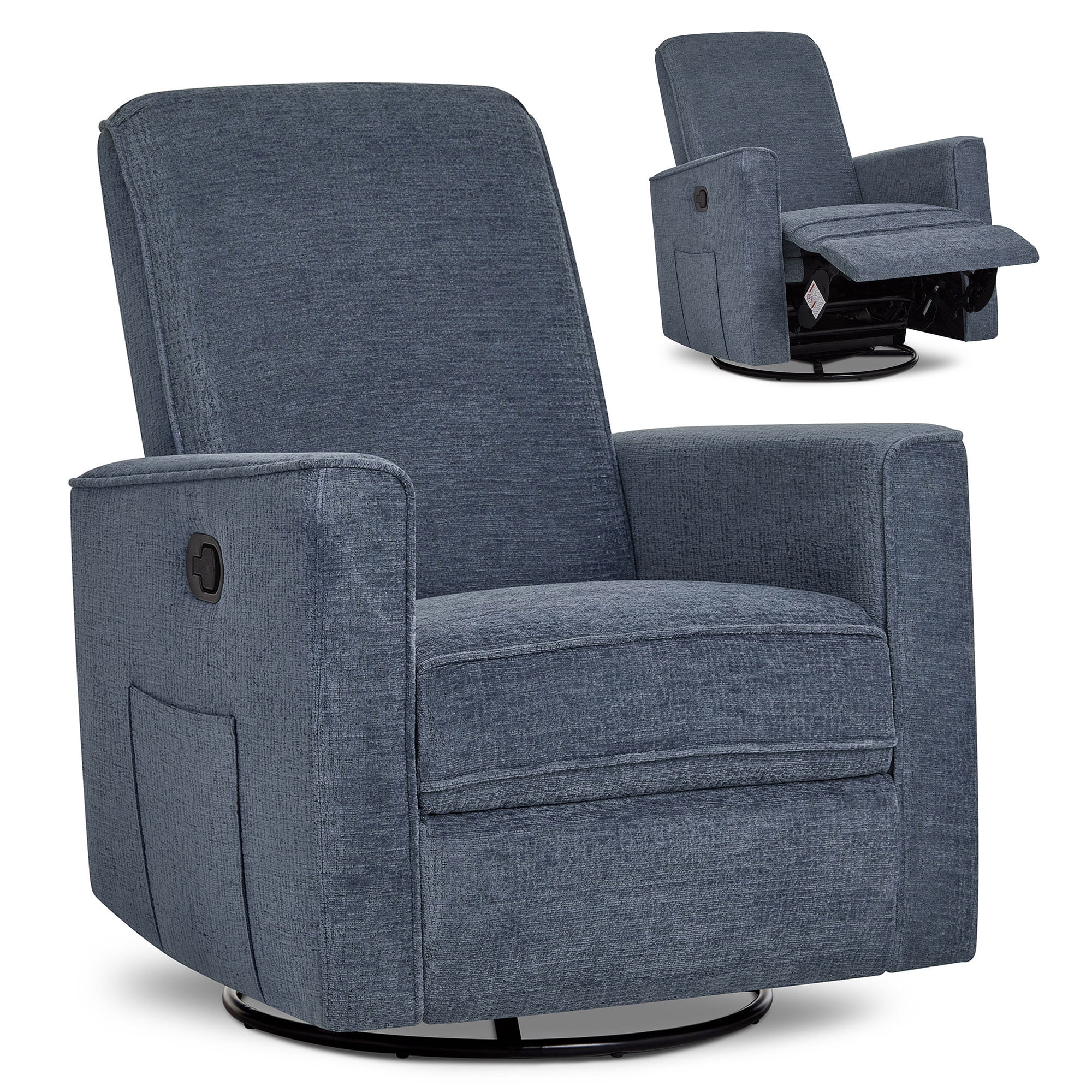 Evolur Raleigh Basic Glider |Recliner| Rocker, Blue Fog