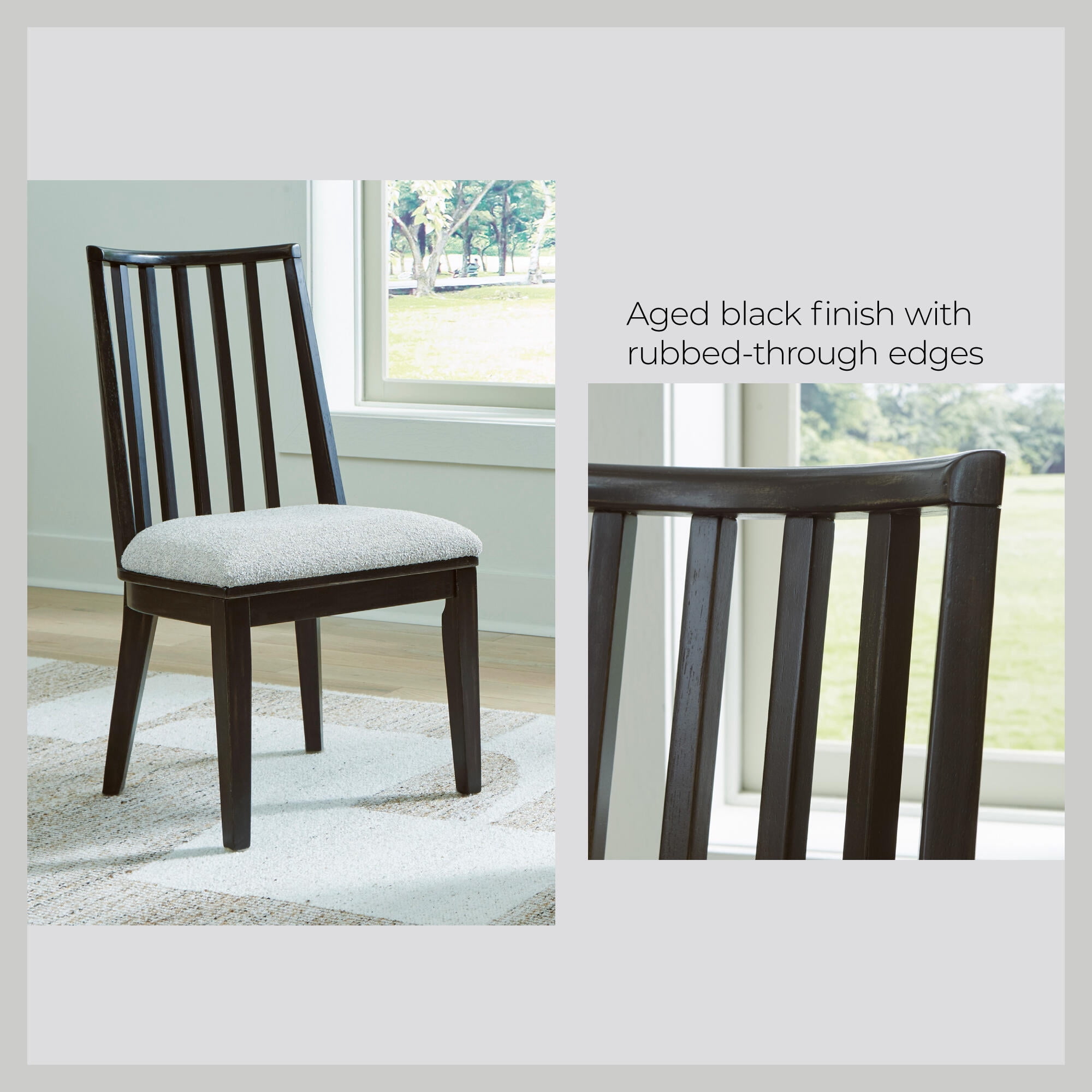 Signature Design by Ashley Galliden Curved Back Dining Chair, Set of 2, Black