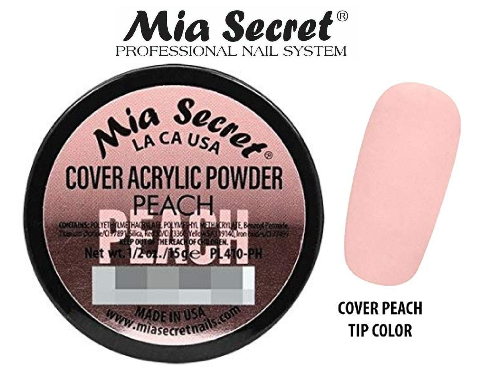 Mia Secret - Liquid Monomer 1oz + (Cover Acrylic Powder White Peony + Cover Acrylic Powder Peach) 0.5 oz. - COMBO