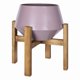 thumbnail image 1 of Soporte moderno para plantas de madera y metal rosa mate, 1 of 1