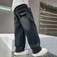 thumbnail image 7 of NOLDARES Boys Jeans Teens Preppy Oversized Baggy Pants High Waisted Wide Leg Baggy Jeans Kids Fashion Straight Leg Loose Denim Pants,Blue,10-12 Y, 7 of 7