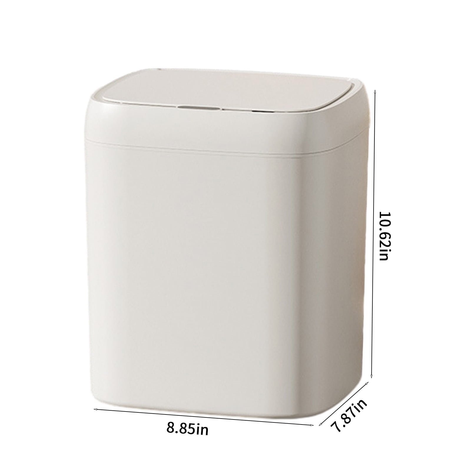 Bxaolu 13 Liter/3.4 Gallon Touchless Rectangular Motion Sensor Trash Can, Plastic Garbage Can with Lid, Small Wastebasket for Living Room, Kitchen, Bathroom - White