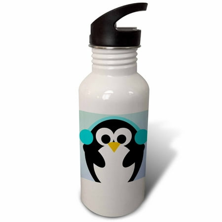 

3dRose Christmas Penguin- Cute Whimsical Art Sports Water Bottle 21oz