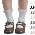 thumbnail image 3 of FAIWAD Toddler Girls Princess Socks Lace Ruffle Cute Knitted Socks Kids Dress School Uniform Mid Crew Socks, 3 of 3