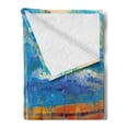 thumbnail image 2 of Art Soft Flannel Fleece Blanket, Oil Painting Tones Style Lighthouse and Boats on Sea Shore Town Coastal Charm Picture, Cozy Plush for Indoor and Outdoor Use, 70" x 90", Multicolor, by Ambesonne, 2 of 5