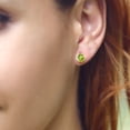 thumbnail image 4 of Gem Stone King 14K White Gold Green Peridot Three-Prong Martini Stud Earrings for Women Men | 2.90 Cttw | Gemstone Birthstone Round 7MM, 4 of 4