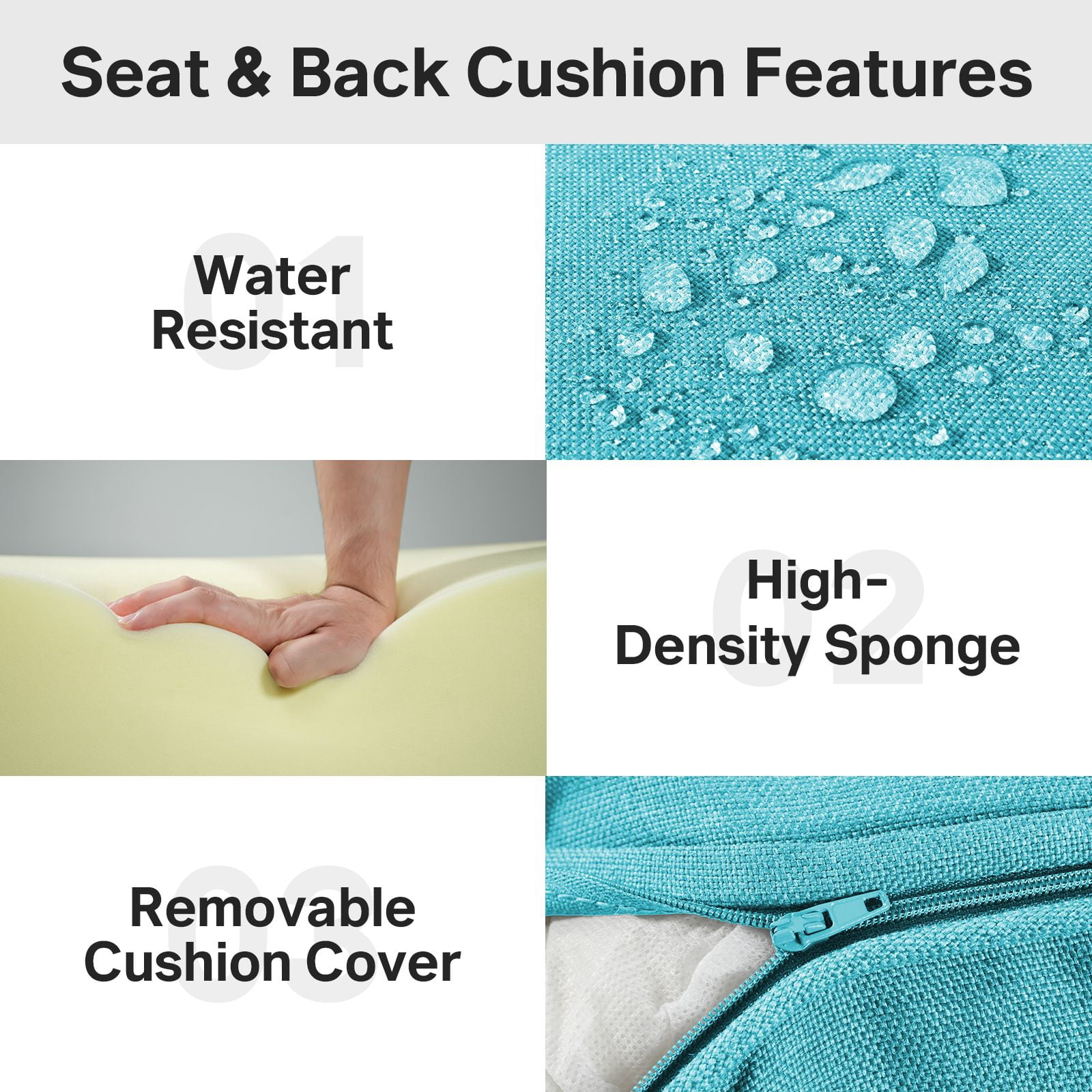 Opohoro Outdoor Deep Seat Cushion Set, 24"x22"x6", Water Resistant & UV Resistant Comfortable Furniture Cushions for Patio Chair, Sofa, Loveseat