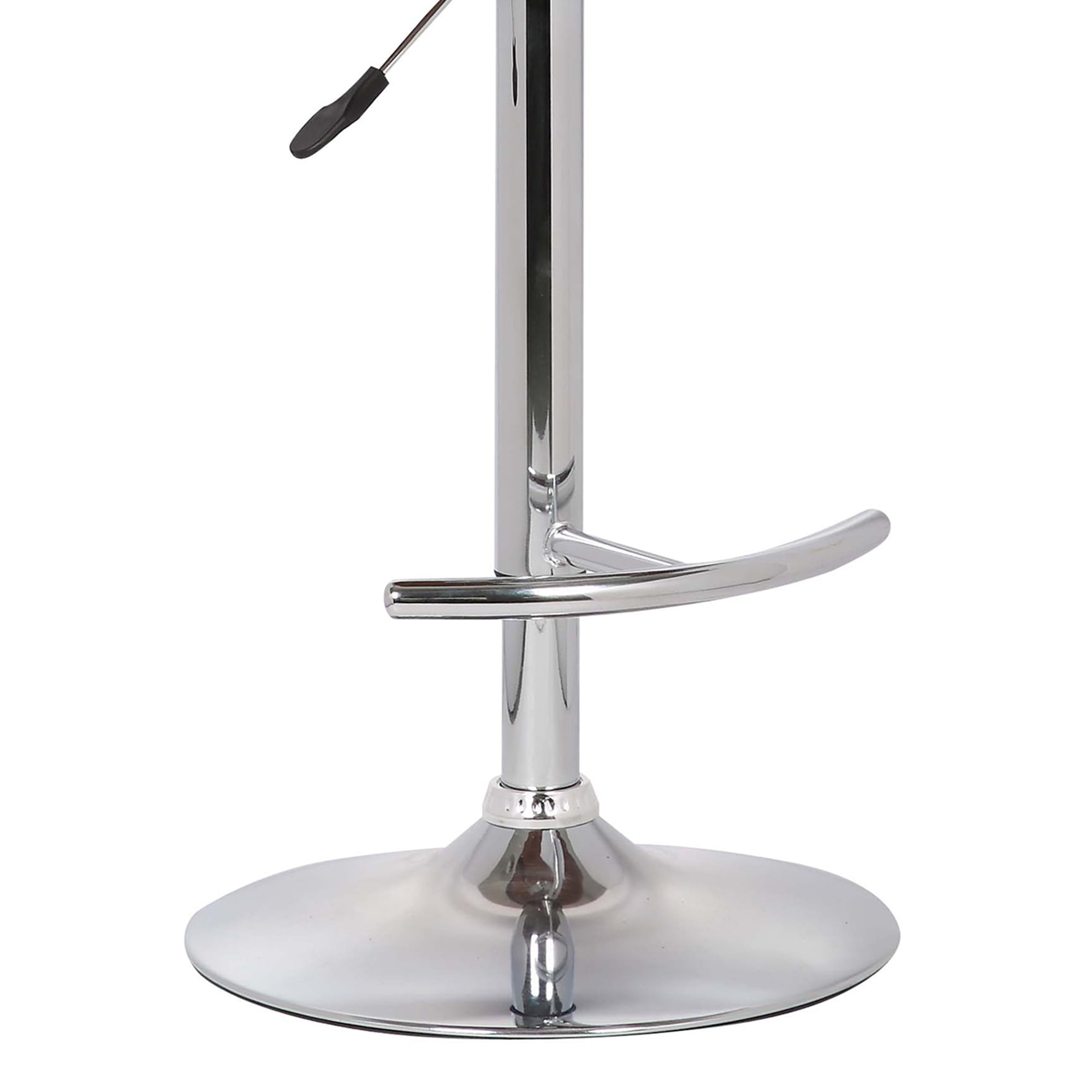 Armen Living Indoor Butterfly Adjustable Height Swivel Black Faux Leather and Walnut Wood Bar Stool with Chrome Base