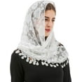 thumbnail image 5 of Mass Veil Triangle Mantilla Cathedral Head Covering Chapel Veil Lace Shawl Latin Scarf, 5 of 8
