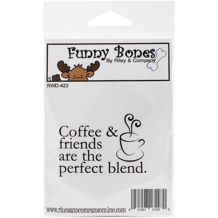 Riley & Company Funny Bones Cling Mounted Stamp 2.25 by 1.75 Coffee & Friends 