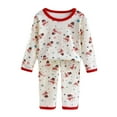 thumbnail image 1 of Ccpelsie Pyjama 2 Pcs pour Tout-Petit Garçon Printemps Automne Hiver Tenue de Nuit Ensemble de Pjs Col Rond Haut à Manches Longues et Pantalon Ensemble de Détente (Rouge Melon D\'eau, 2-3 Ans), 1 of 5