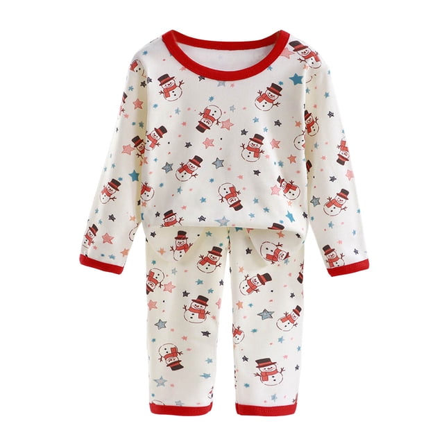 Ccpelsie Pyjama 2 Pcs pour Tout-Petit Garçon Printemps Automne Hiver Tenue de Nuit Ensemble de Pjs Col Rond Haut à Manches Longues et Pantalon Ensemble de Détente (Rouge Melon D\'eau, 2-3 Ans)