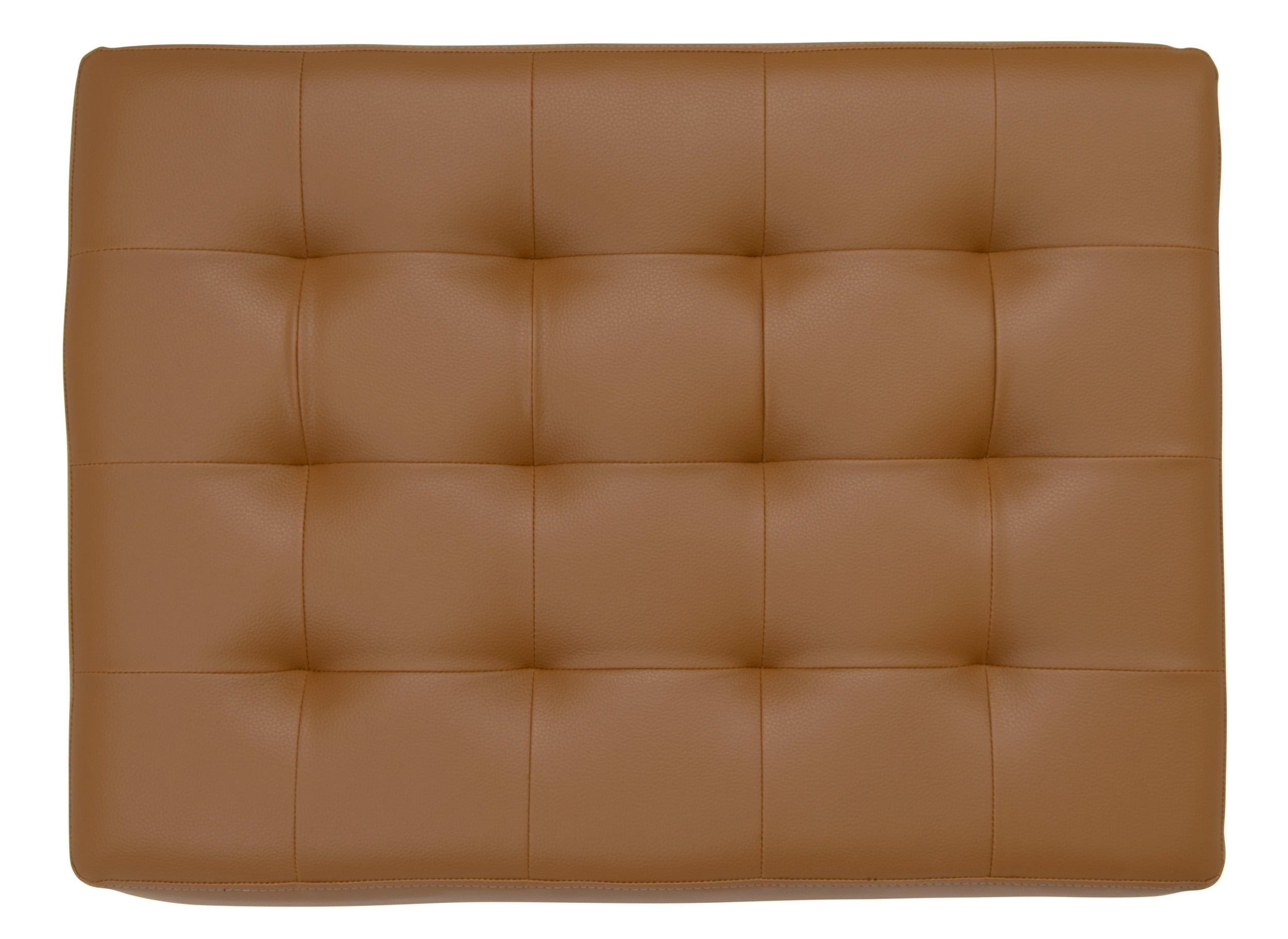 Studio Designs Home Newel Modern Square Ottoman Blended Leather and Chrome Metal Frame in Chrome and Caramel