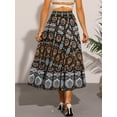 thumbnail image 3 of DARING DIVA Women's Boho Floral Casual Beach Flowy Maxi Skirt XL Black, 3 of 6