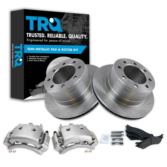 TRQ Rear Brake Calipers Ceramic Pads & Rotors Fits 2003-2008 Dodge Ram 3500 BKA26699