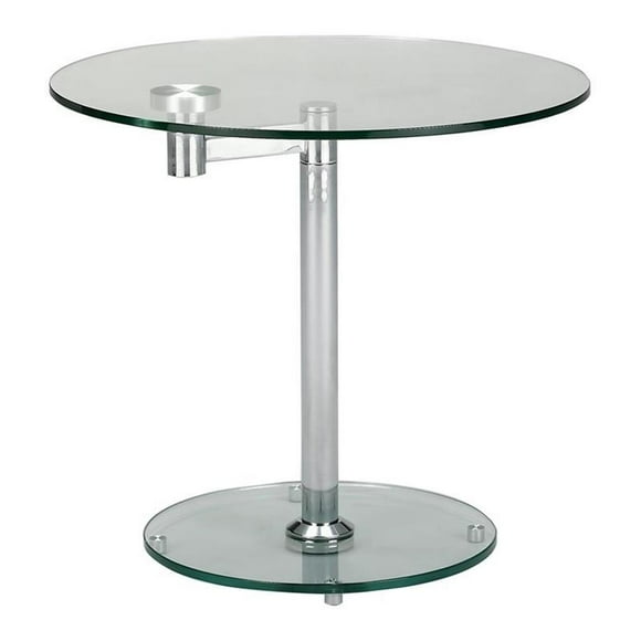 Milan Linnea Contemporain Chrome 24 Pouces Table de Lampe Ronde Rotative en Verre