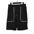 thumbnail image 6 of hopeusnice Men's Solid Color Lounge Sets Loose Loungewear 2Pcs Sweatsuit Comfyfit Workout Sets Casual Fall Lightweight Elastic Waist Drawstring Shorts Pockets Clothing For Male Black S, 6 of 7