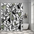 Bathroom Shower Curtain Green Black Geometric Triangle Waterproof ...