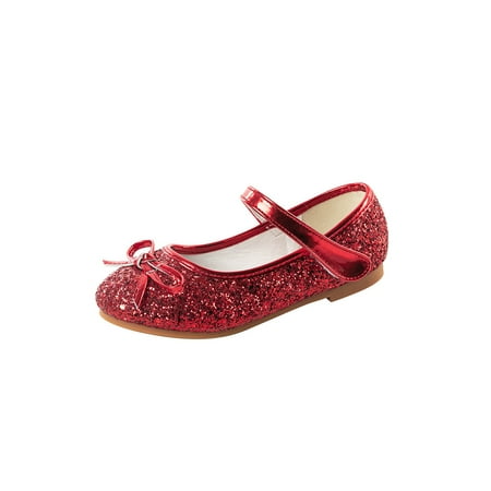 

Daeful Children Party Ballet Flat Non-slip Uniform Comfort Dress Shoes Girls Mary Jane Shoes Red 12C