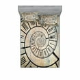 thumbnail image 2 of Clock Bedding Set with Sheet & Covers, Roman Digit Time Spiral on the Vintage Textured Background Design Passing of Time Print, Printed Bedroom Decor 2 Shams, 4 Sizes, Sepia, by Ambesonne, 2 of 3