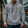 thumbnail image 2 of Evdexr Big and Tall Pullover Mens Tactical Quarter Zip Hoodies Fall Drawstring Long Sleeve Gym Hoodie Winter Multiple Pockets Military Zip Up Hoody Light Gray 3XL, 2 of 7