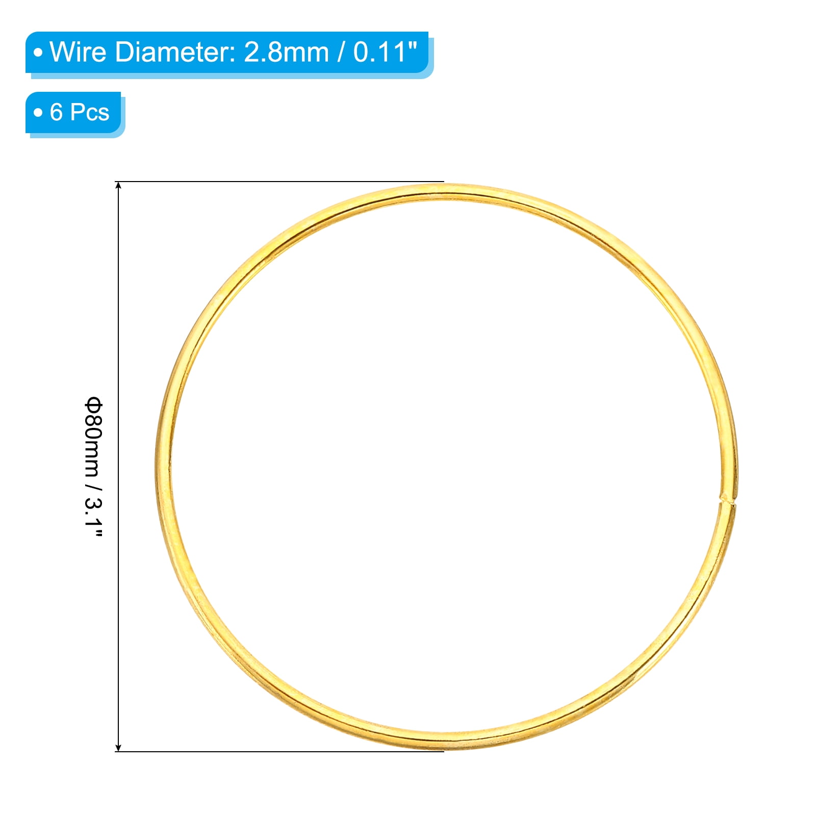 Unique Bargains Dream Catcher Rings Metal Macrame Wreath Floral Ring Hoop Gold-3.1 Inch