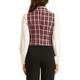 thumbnail image 3 of INSPIRE CHIC Women's Waistcoat Notched Lapel V Neck Single Breasted Vintage Plaid Vest S Red, 3 of 6