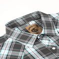 thumbnail image 3 of Camisa COEVALS CLUB para hombre, estilo western a cuadros, con botones a presión con perlas, 3 of 7