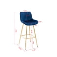 thumbnail image 4 of Modern Bar Stools Set of 2,Velvet Bar Chairs with Tufted Back and Golden Metal Footrest,Upholstered Counter Height Bar Stools Dining Chairs,Club Side Chairs for Home Bar Counter Kitchen,Blue, 4 of 7