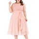 thumbnail image 2 of Vestido casual de cuello redondo Sin mangas Cuello redondo Mujeres Vestido de gasa de mujer sólida Vestidos a media pantorrilla Pompotops  ghjkhdj6431, 2 of 9