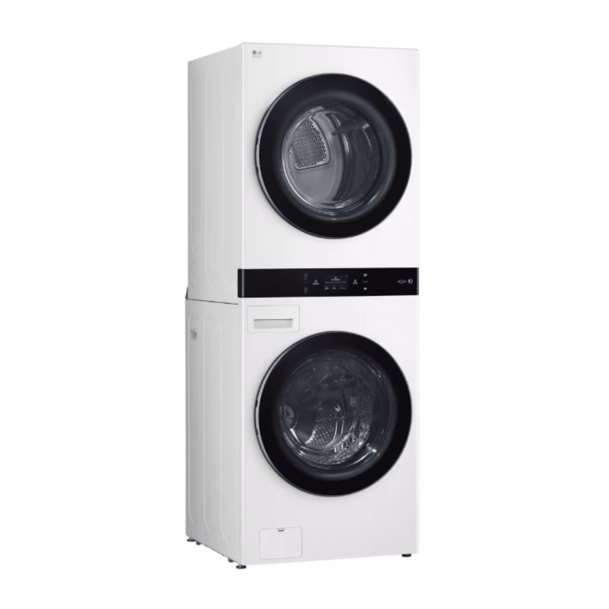 LG 27 Inch Electric Laundry Center with 5.0 cu ft Ultra Large Washer Capacity, 7.4 cu ft Dryer Capacity, AI Technology in White SWWE50W4