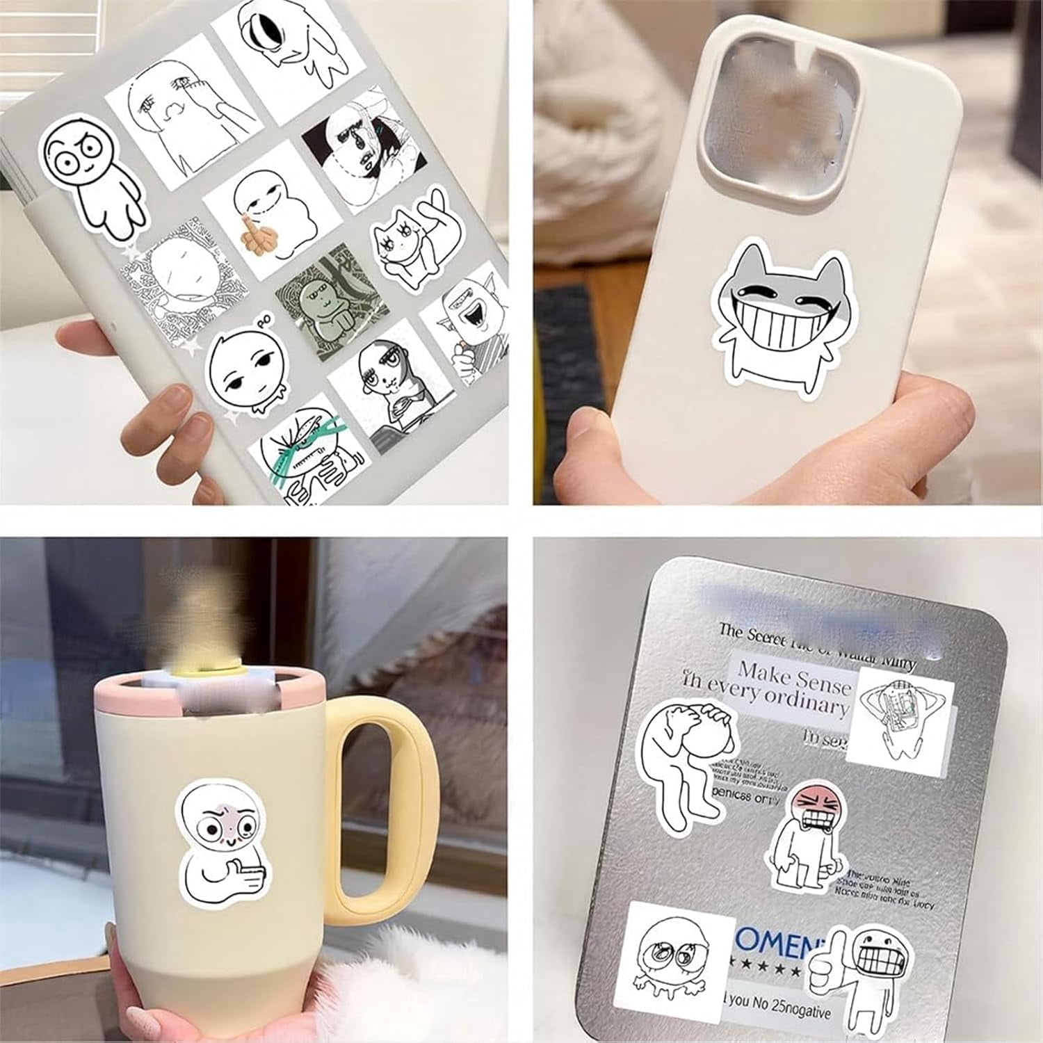Hand-Drawn Meme Sticker Book, Internet Culture Decals for Journaling, Express Your Mood with Waterproof Vinyl Stickers, Youth Aesthetic, No Repeat Designs