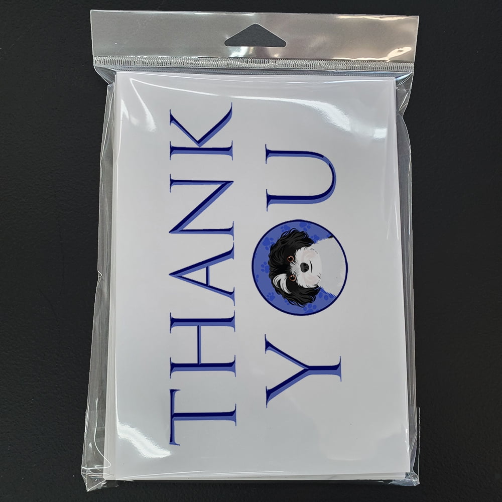 Shih-Tzu Black and White #1 Thank You Greeting Cards and Envelopes Pack of 8 7 in x 5 in