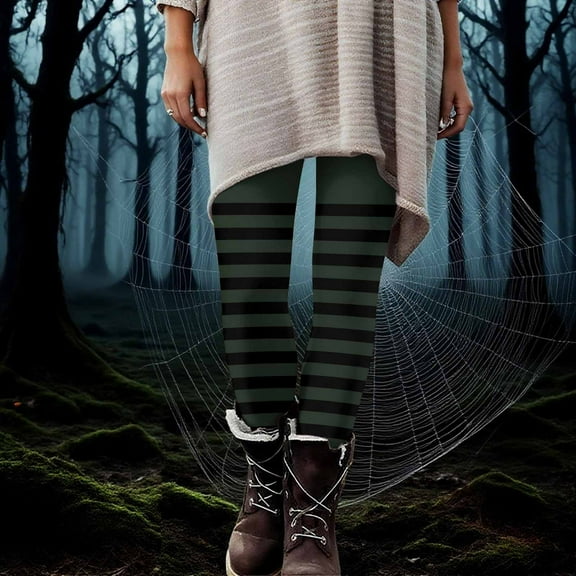 Wowcloth Women's Halloween Striped Print Fashion Elastic Leggings - Fitness Running Casual Pants