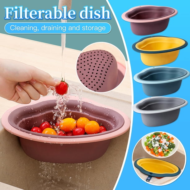 Xihbxyly Cesta Triangular para Fregadero, Diseño Esquinero Que Ahorra Espacio, Tpr Suave y Duradero, Almacenamiento Multiusos, Fácil Drenaje, Organización de La Cocina, Limpieza de Verduras, Juego de