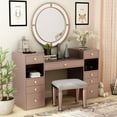 thumbnail image 2 of Furniture of America Sparke Wood 3-Piece Vanity Set with LED in Pink, 2 of 7