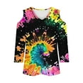 thumbnail image 4 of hxobax Womens Tie Dye Tee Shirts Sexy Cold Shoulder 3/4 Sleeve Tunic Basic Tshirt Summer Tops Blouse, 4 of 5