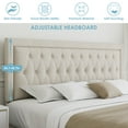 thumbnail image 5 of Homfa King Size Bed Frame with Storage, Linen Upholstered Platform Bed with 2 Storage Drawers & Adjustable Button Headboard, Beige, 5 of 10