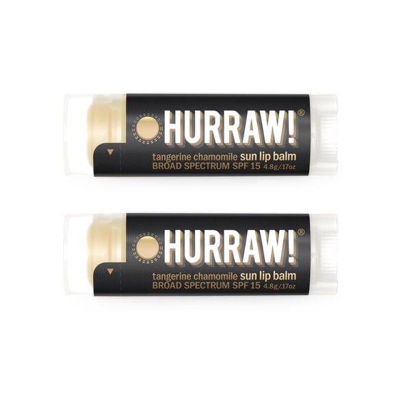 Hurraw! Sun Lip Balm (SPF 15, tangerine, chamomile), 2 Pack: 100% Natural, Organic, Vegan.