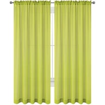 Lime Green Drape/Panels/Scarves/Treatment Beautiful Sheer Voile Window Elegance Curtains Scarf for Bedroom & Kitchen Fully Stitched and Hemmed 84 inch size, Set of 2