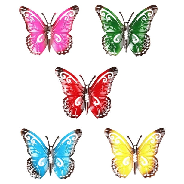 Colorida DecoracióN de JardíN Mariposas Metal 3D, Adorno Escultura Valla Arte Grande para Ahuecado
