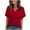 Red, variant on HomeDM Womens Petal Short Sleeve T Shirts, V Neck Solid Color Loose Fit Basic Tee for Women Summer - Navy/L