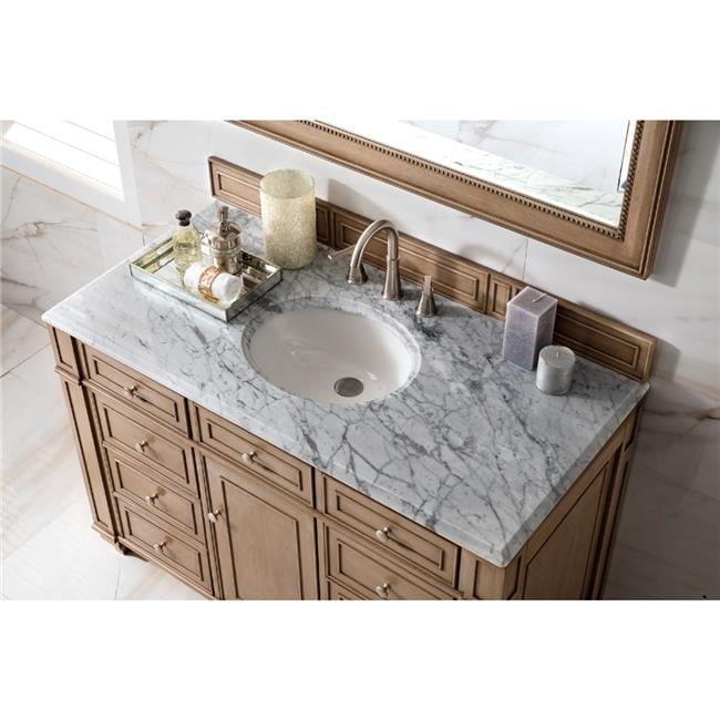 48 In Bristol White Washed Walnut Single Vanity With 4 Cm Carrara