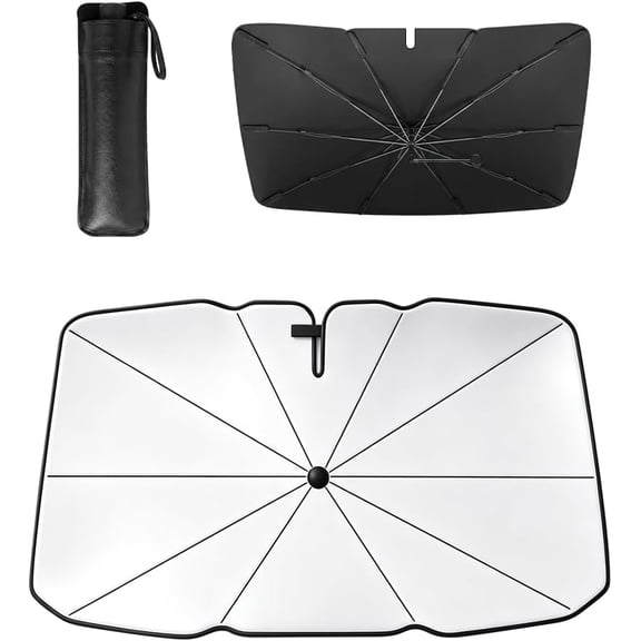 Umbrella Sunshade for Car Windshield,Umbrella Car Shade Front Windshield, Flexible Handle Windshield Sun Shade for Easy Use, Car Accessories Umbrella for Keep Car Cooler(Small/49.21*25.59in)