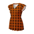 thumbnail image 3 of Craaazy Womens Casual V-Neck Ruffle Sleeve Top with Polka Dot Ombre Plaid Prints for Brunch and Vacation Outfits Gifts, 3 of 9
