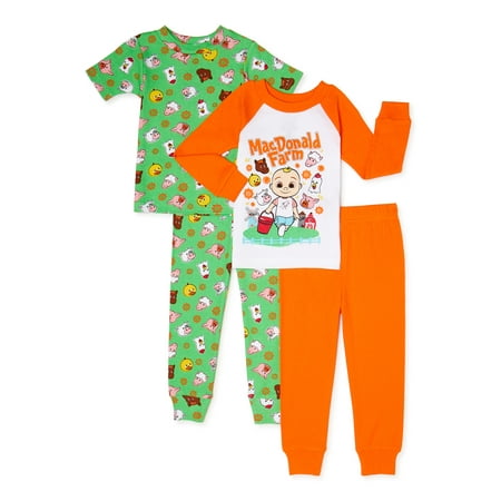 Cocomelon Baby & Toddler Short & Long Sleeve Snug Fit Cotton Pajamas, 4-Piece Set (12M-4T)